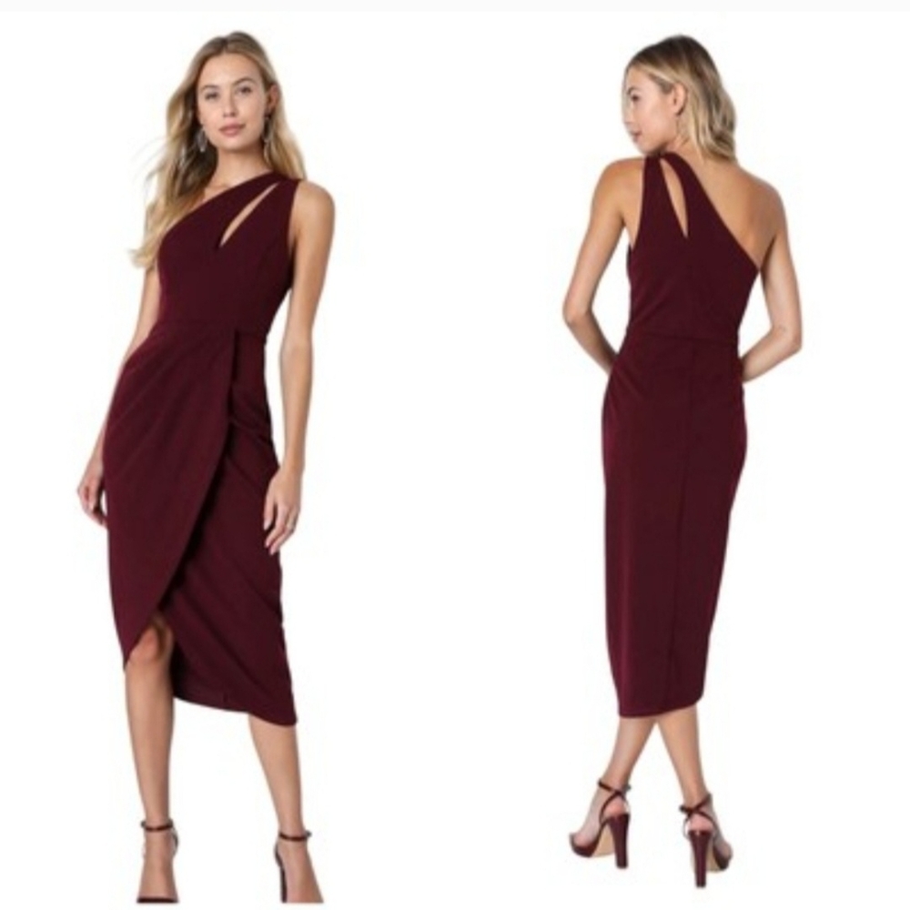 NWT Lulus One Shoulder Burgundy Dress